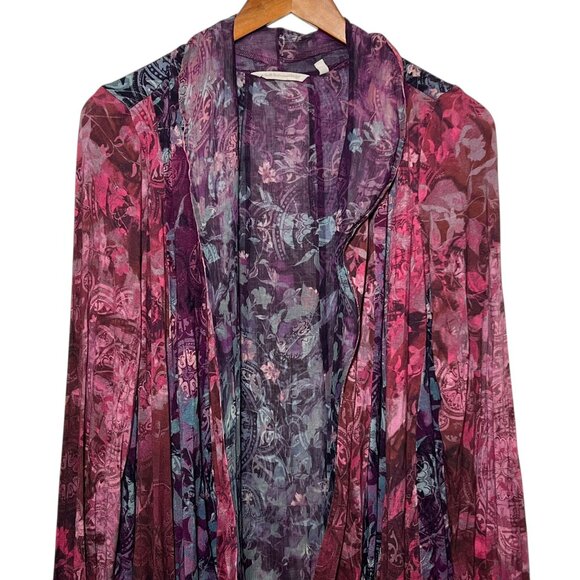 Artsy Gypsy Patchwork Whimsigoth Fairy Boho Long Cardigan Oversized Purple Small - Picture 3 of 12